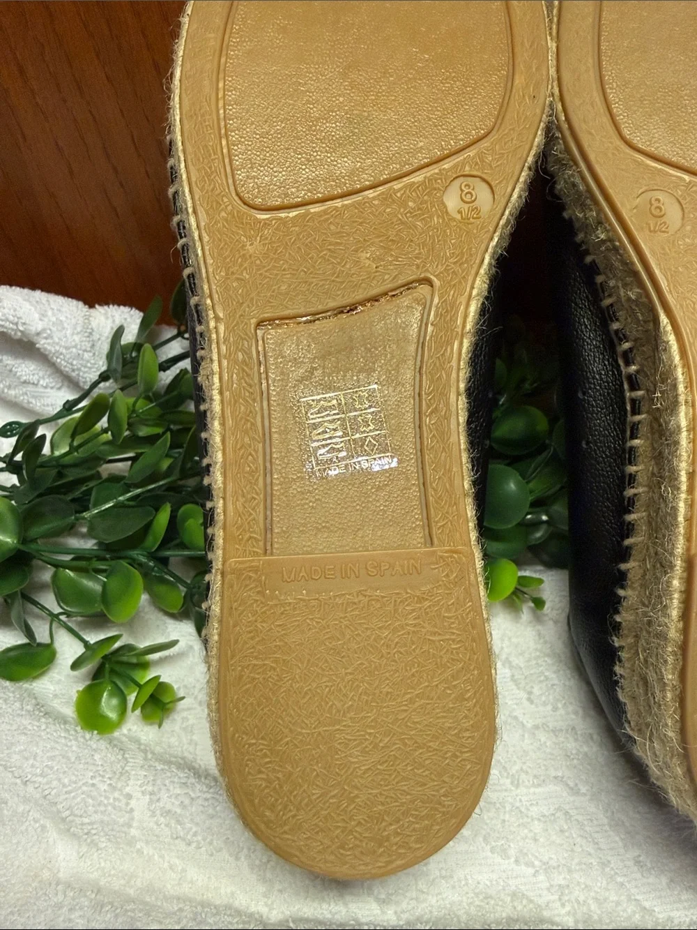 NWOB! Everlane Black Leather Espadrille Flats with Jute Trim - Picture 10 of 11